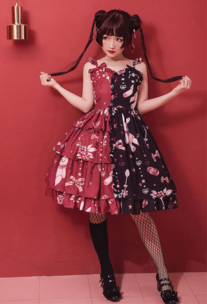 Kawaii Lolita Magic Tea Party Dress Japanese Style Chiffon Chocolate Bunny Daily JSK