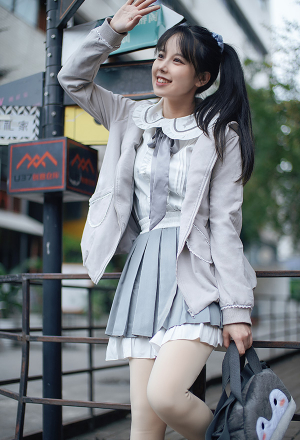 Kawaii Lolita Academic Uniform Shirt Japanese Style Grey Cute Cotton Skirt