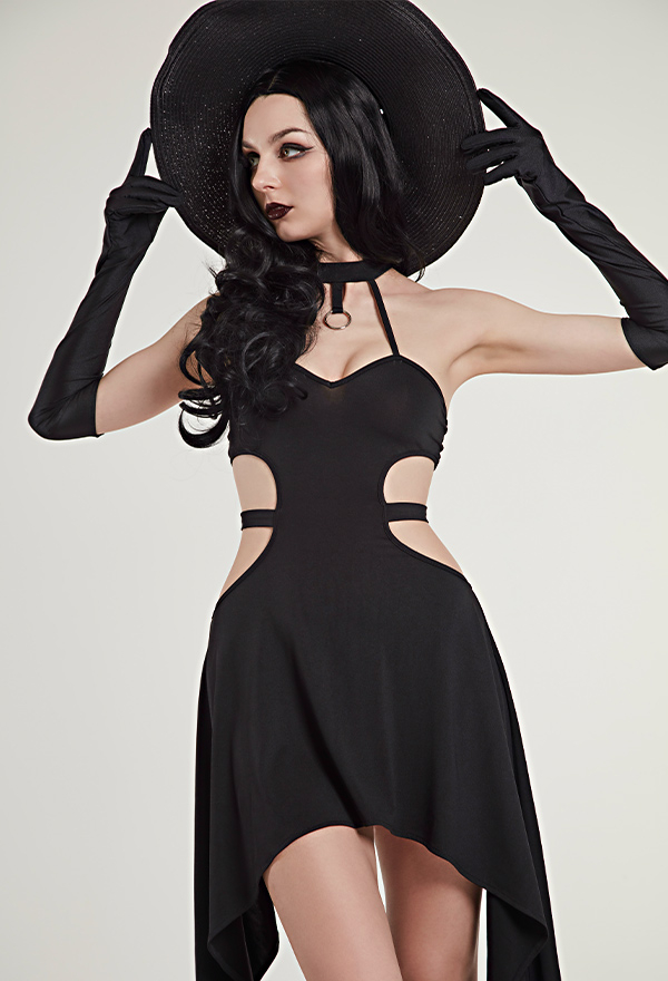 Bella's Conversion Gothic Dark Vampire Style Waist Cutout Halter Halloween Dress