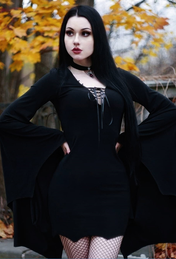 Halloween Stun the Crowd Vampire Witch Bat Sleeve Bridesmaid Dress ...