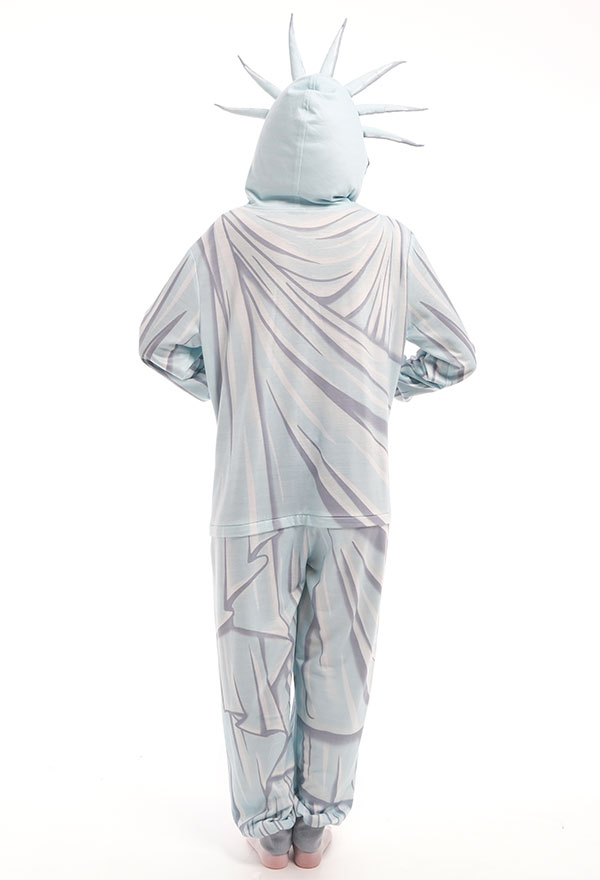 Christmas Statue of Liberty Onesies for Adults Women Home-wear Polyester Long Sleeve Comfortable Footed Pajamas