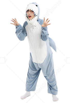 Adult Shark Onesie Cartoon Animal Jumpsuit Pajamas Christmas Shark Costumes Halloween Cosplay for Men
