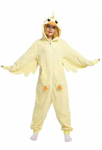 kawaii Christmas Onesie Costume Women Animal Cartoon Kigurumi Pajama Polyester Long Sleeve Zipper Cute Yellow Duck Sleepwear Jumpsuit