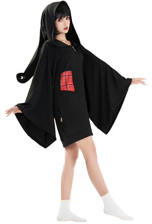 Women Halloween Black Witch Style Onesie Hooded Loungewear