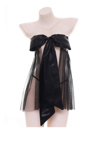 Kawaii Sheer Dress Sexy Bowknot Lingerie Set