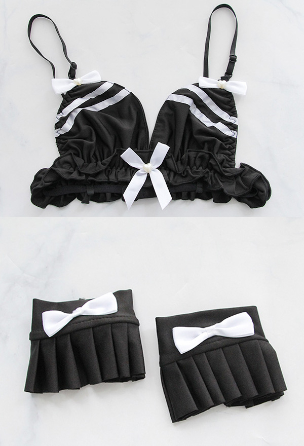 Kawaii Uniform Set Japanese Style Black Sexy Acrylon Bikini Set