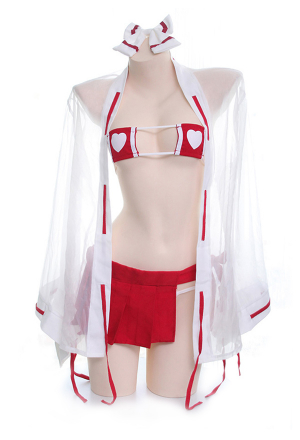 Kawaii Witch Bikini Set Japanese Style Lingerie Set with Sheer Coat