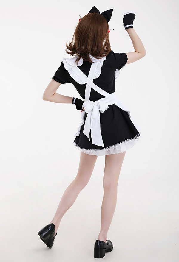 Kawaii Lovely Maid Dress Open Breasts Cat Apron Lingerie Dress Cosplay Costume