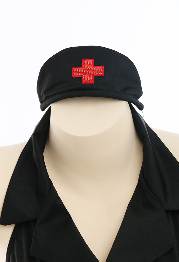 Woman Erotic Nurse Uniform Deep V Shape Collar Backless Halter Cosplay Costume Outfit