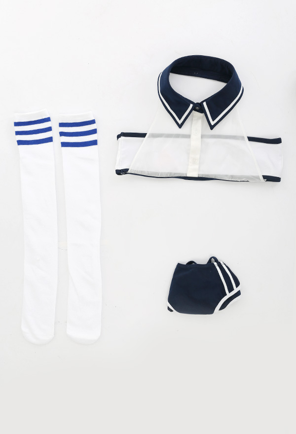 Woman Temptative Two-Piece Lingerie Uniform Set School Girl Style Character Printed Halter Turn-Down Collar Lingerie Set