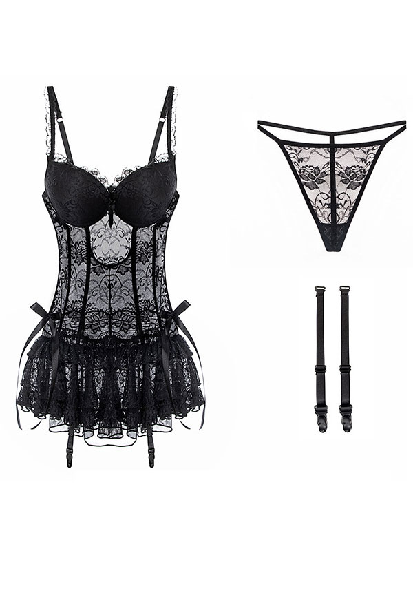 Woman Sexy Slim Corset Lingerie – Gothic Lingerie Outfit | Black Lace ...