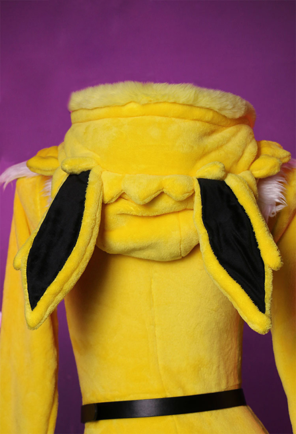 Thunder Fox Yellow Sexy Romper Bodysuit Plush Hooded and Socks with Belt and Tail
