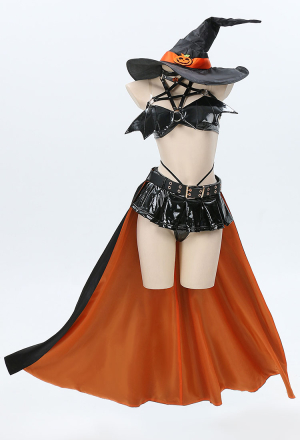 SPELL ON YOU Gothic Halloween Pumpkin Witch Party Set Strappy Top Bra and Mini Skirt Sexy Lingerie Set