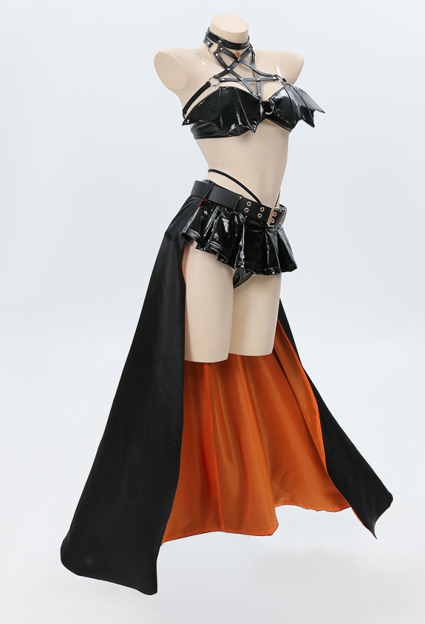 SPELL ON YOU Gothic Halloween Pumpkin Witch Party Set Strappy Top Bra and Mini Skirt Sexy Lingerie Set
