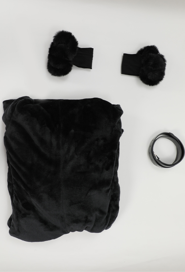 Killing Demon Gothic Hooded Loungewear Black Demon Style Bodysuit with Stockings