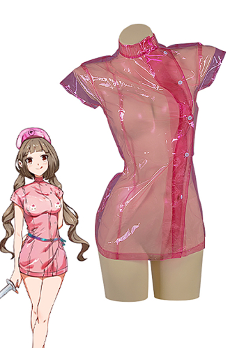 Sexy Nurse Pink Transparent Coat Uniform Sexy Lingerie with Hat