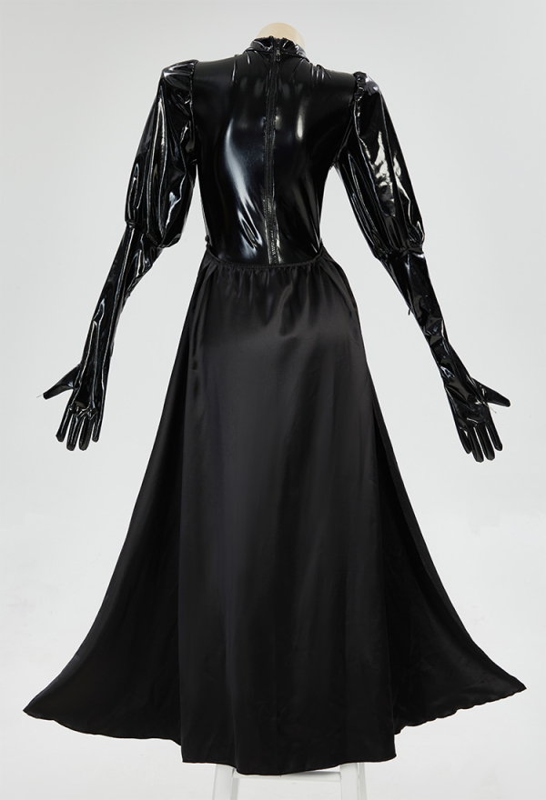 Gothic Style Jumpsuit Black One-Piece Jumpsuit and Skirt with Leg Ring