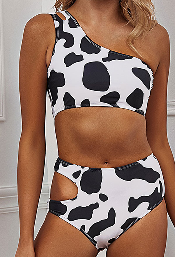 Kawaii Two-Piece Bikini Set Cute Sexy Cow Pattern Bodysuit