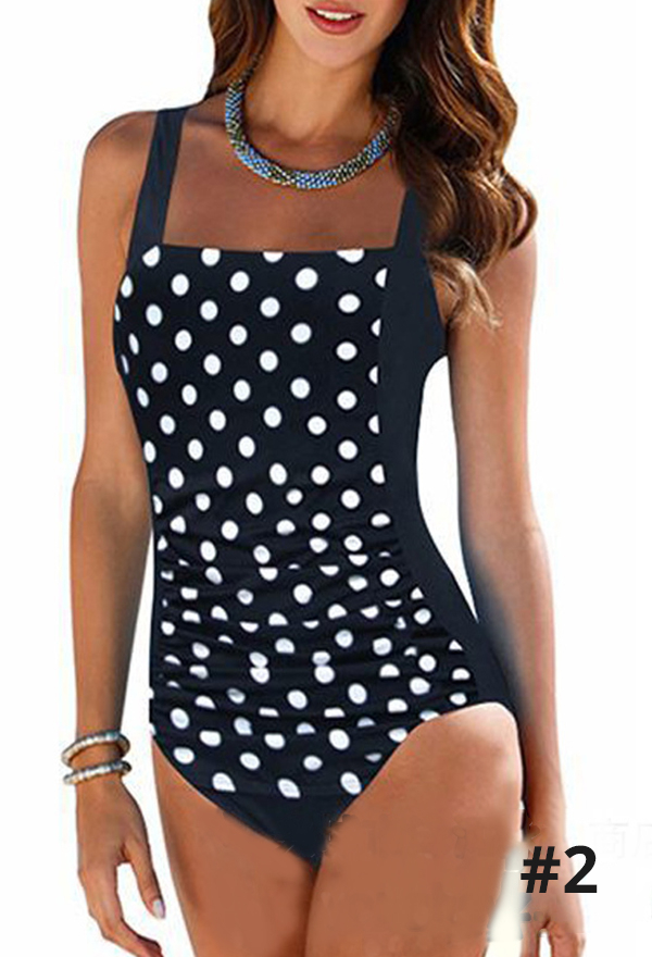 Heat Waves Women Gothic Squre Neck Backless One Piece Swimsuit