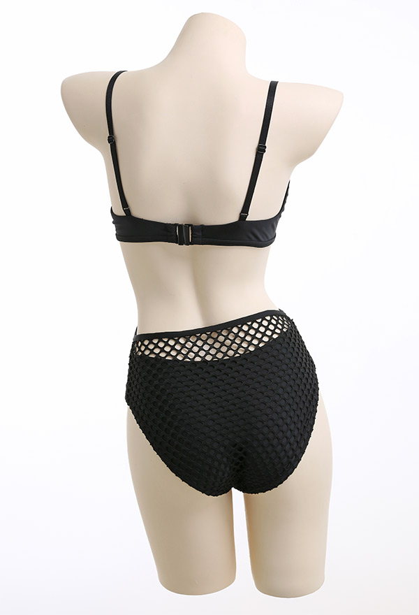 Heat Waves Women Gothic Black Fishnet Cutout One-piece Swimsuit