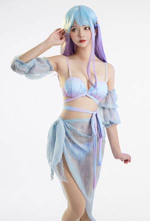 Mermaid Echo Women Sexy Blue Shell Shape Cross String Bikini Set