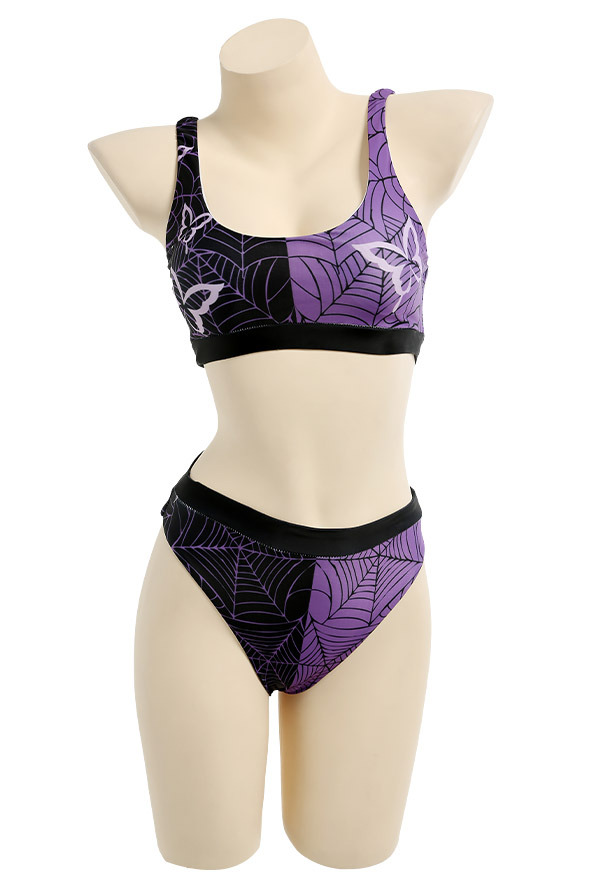 Moonlight Gothic Black Pastel Spiderweb Butterfly Print Two-Piece Swimsuit