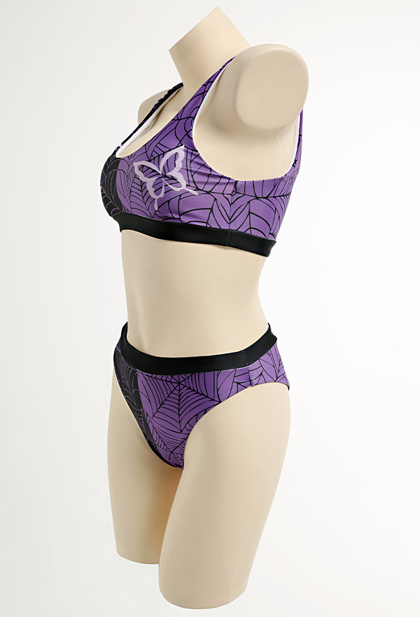 Moonlight Gothic Black Pastel Spiderweb Butterfly Print Two-Piece Swimsuit
