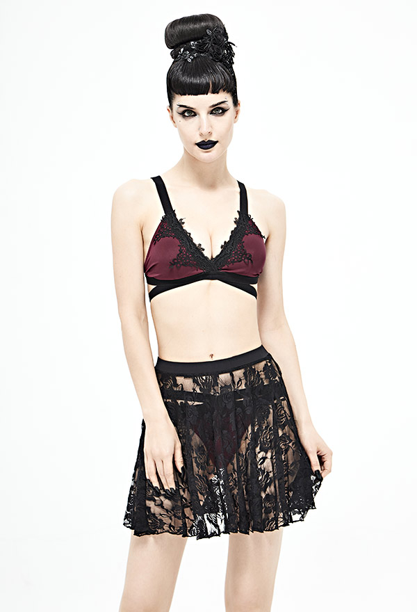 Devil Fashion Sheer Lace Gothic Black Floral Pattern Beach Wrap Skirt
