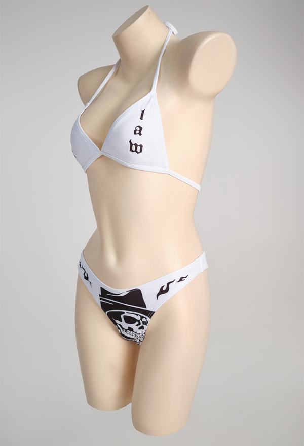 Summer Reign Women Gothic White Devil Skeleton Print Cheeky Bikini Set