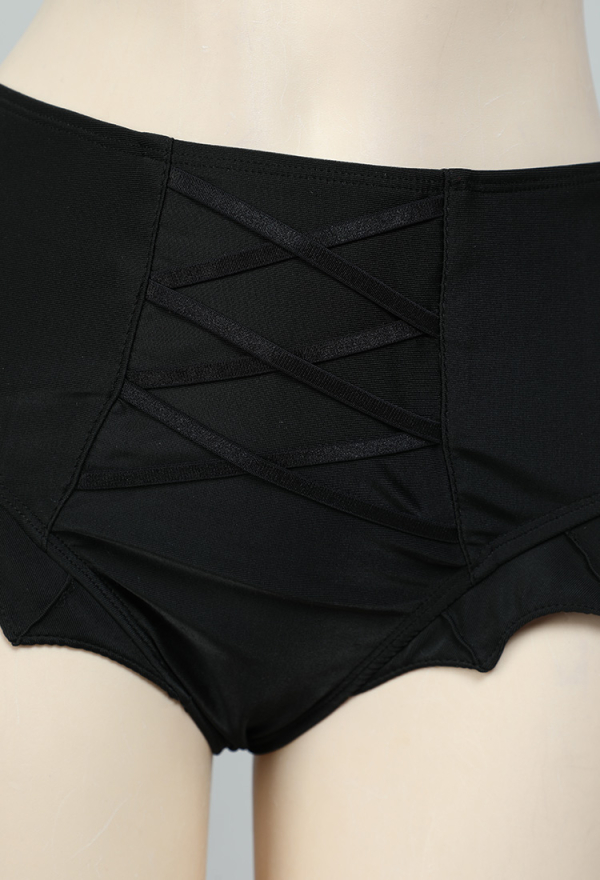 NIGHT WIDOW Gothic Bat Style Black Two Piece Swimsuit Set Short Top and Bottom Bathing Suit