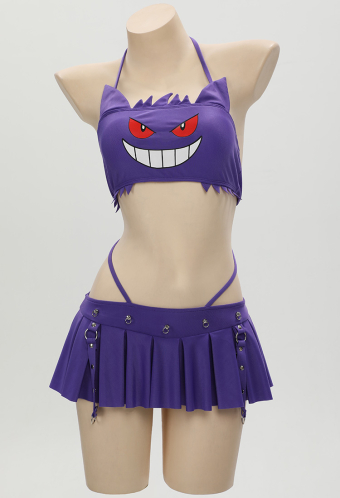 Purple Ghost Sexy Mini Skirt Two-Piece Swimsuit with Microskirt