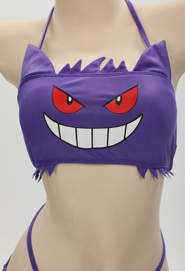 Purple Ghost Sexy Mini Skirt Two-Piece Swimsuit with Microskirt