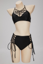 Night Spinner Gothic Dark Style Swimsuit Black Spiderweb Chest Top Lace up Bottom Two-piece Swimsuit