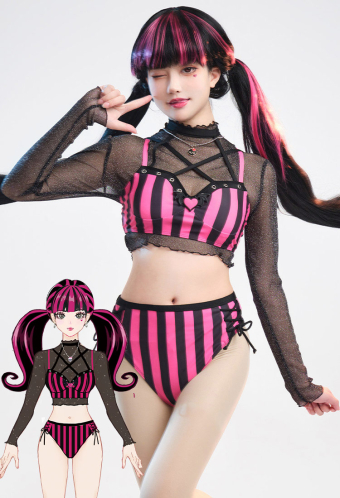 Gothic Punk Style Two Piece Swimsuit - Skull Pattern Bathing Suits