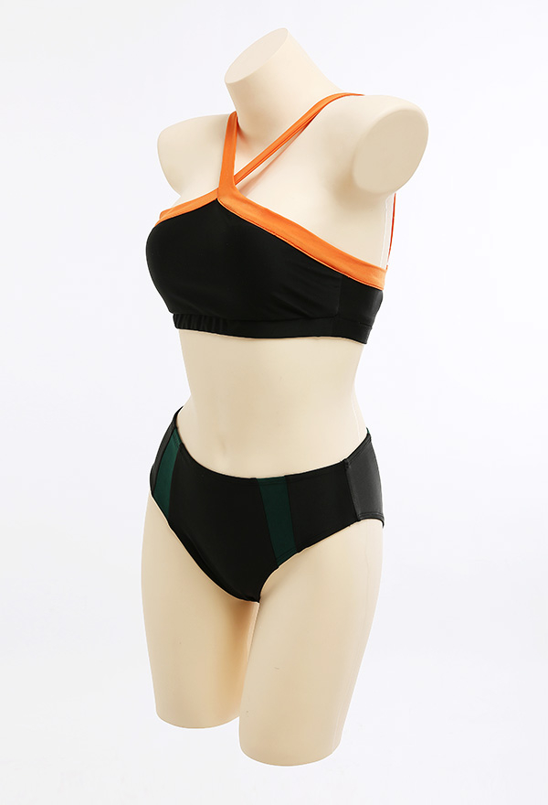 Halter Sexy Color Contrast Backless Low Waist Two-Piece Swimsuit
