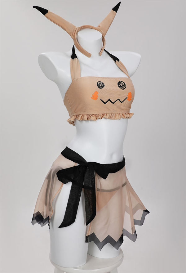Bunny Anime Halter String Swimsuit Detachable Mini Skirt Two-Piece Swim Set