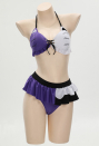 Gothic Style Black Purple Swimsuit Halter Lace-up Top and Triangle Bottoms Bathing Suit