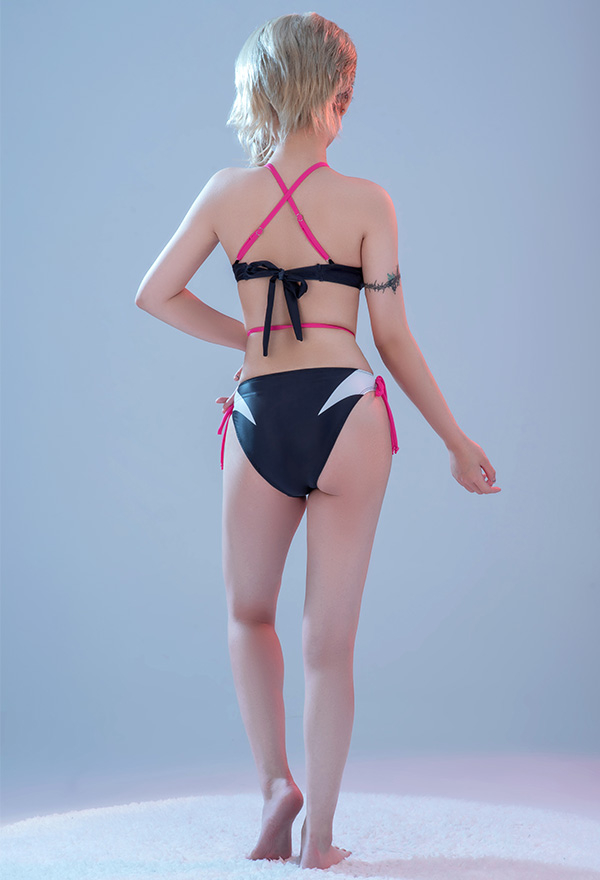 Pink Sexy Web Pattern Women Two-piece Swimsuit
