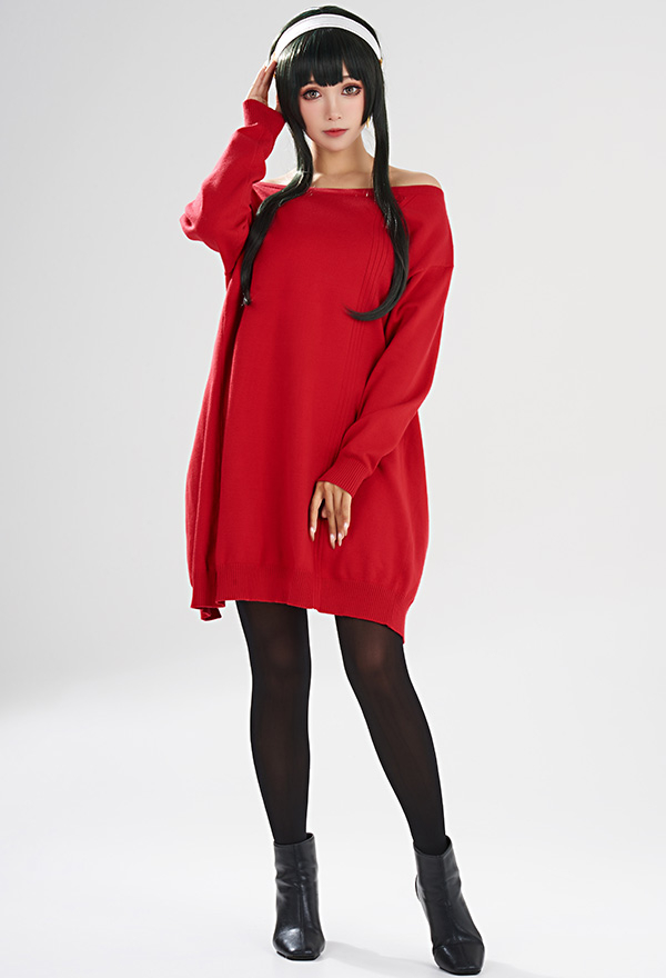 Yor Women Red Sweater Hip Skirt Set Halloween Costume