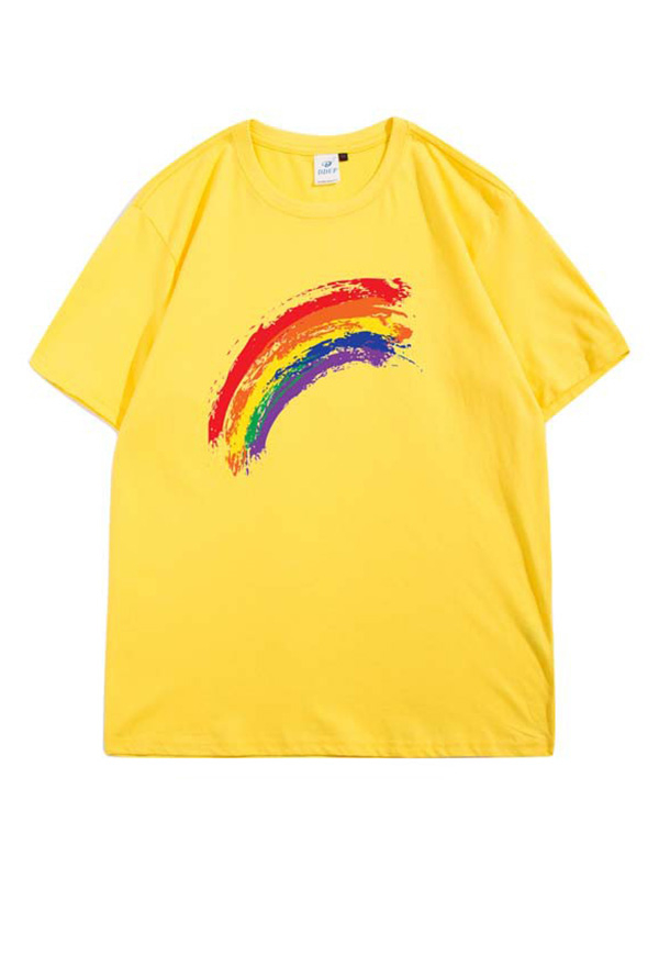 Woman Fashion Pride Shirt Cotton Rainbow Pattern Short Sleeve Casual Summer Shirt