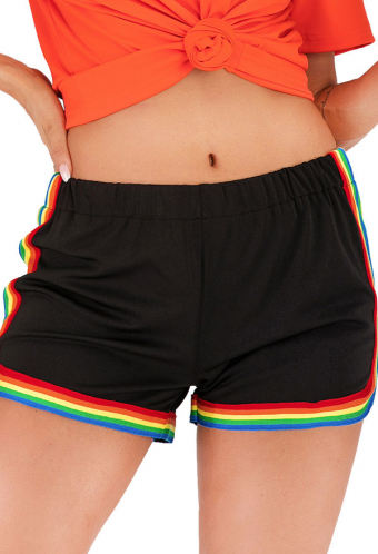 Woman Fashion Pride Shorts Rainbow Edge Elastic Running Workout Shorts