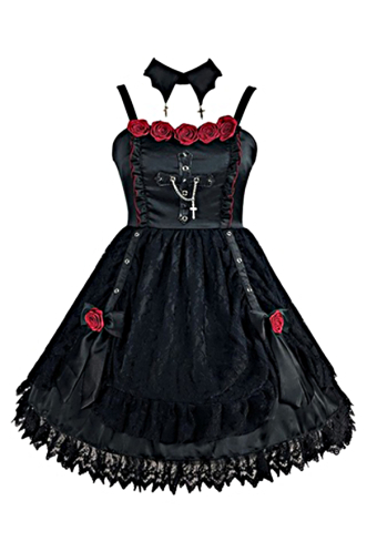 Women Gothic Lolita Rose Decorated Layered Dress