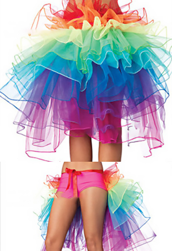 Women Pride Rainbow Layered Tutu Skirt Long Tail Ballet Skirts