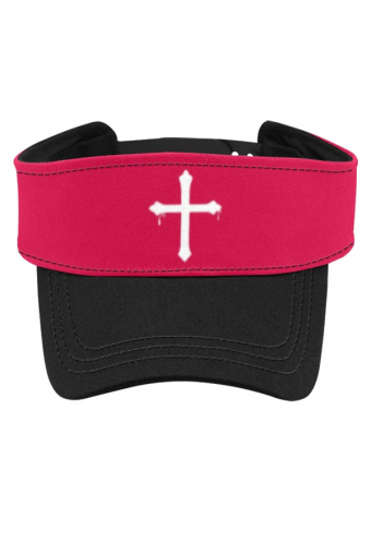 Women Gothic Summer UV Protection Beach Cap Black Red Cross Pattern Adjustable Sun Visor Cap