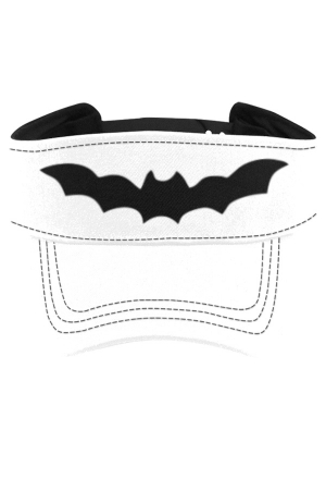 Devil Girl Fashion Summer UV Protection Beach Cap White Black Bat Pattern Adjustable Sun Visor Cap