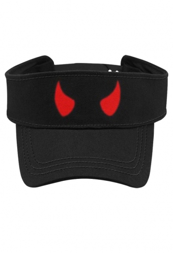 Gothic Girl Summer UV Protection Beach Cap Black Devil Horns Pattern Adjustable Sun Visor Cap