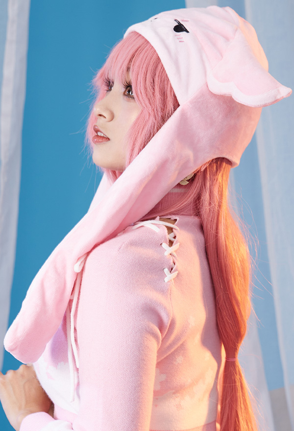Cute Kawaii Pink Little Fox Design Warm Hat with Ear Flaps