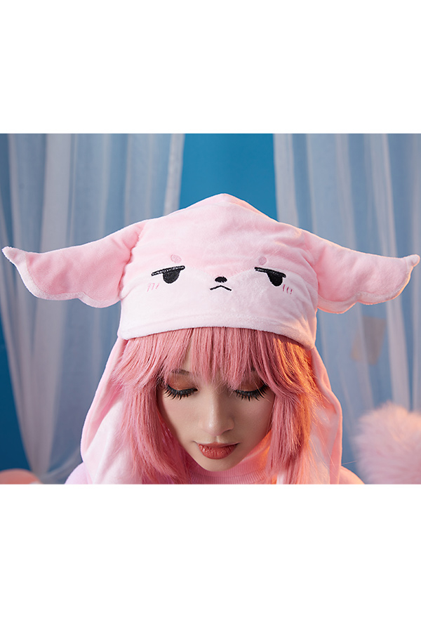Cute Kawaii Pink Little Fox Design Warm Hat with Ear Flaps