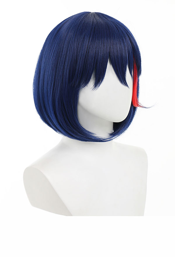 Transfer Student Ryuko Women Dark Blue Red Shoulder Length Wig