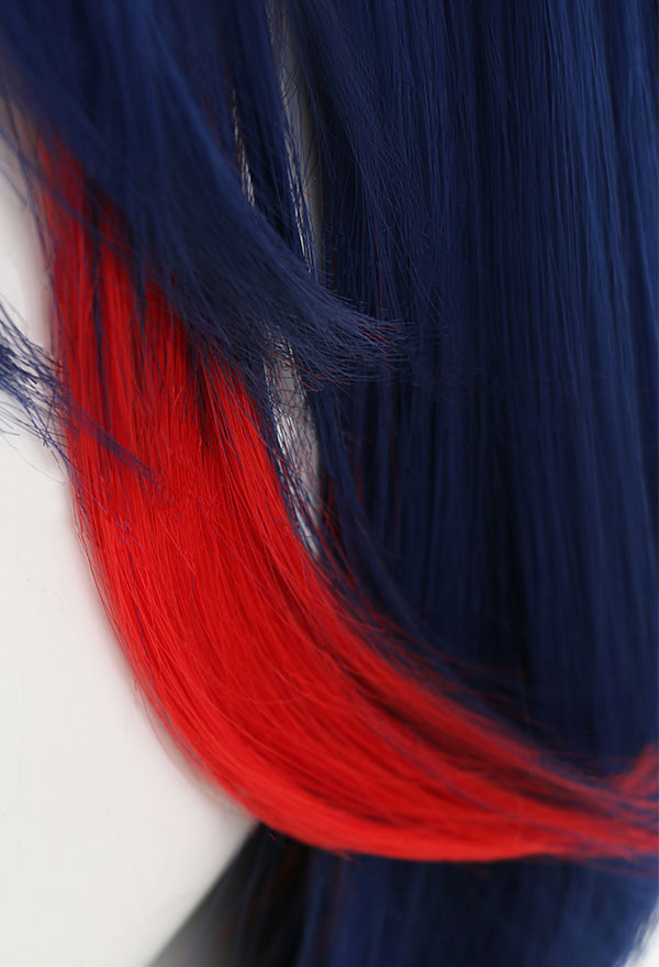Transfer Student Ryuko Women Dark Blue Red Shoulder Length Wig